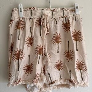 Cupshe Cream and Brown Palm Print Swim Cover-up High Waist Shorts